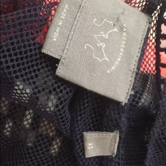 Anthropologie Vanessa Virginia Navy Lace Crop Top - Picture 3 of 3